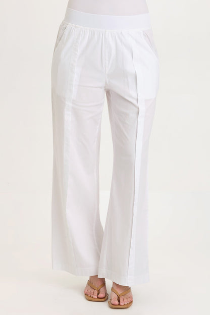 Bay Stretch Poplin Pull-On Waist with Belt Loops Straight Leg Pant White - XCVI