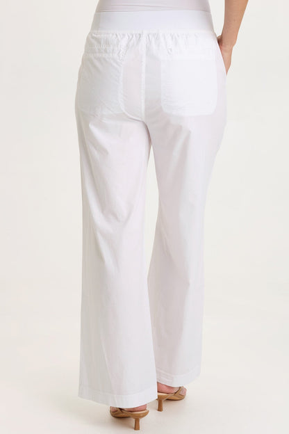 Bay Stretch Poplin Pull-On Waist with Belt Loops Straight Leg Pant White - XCVI