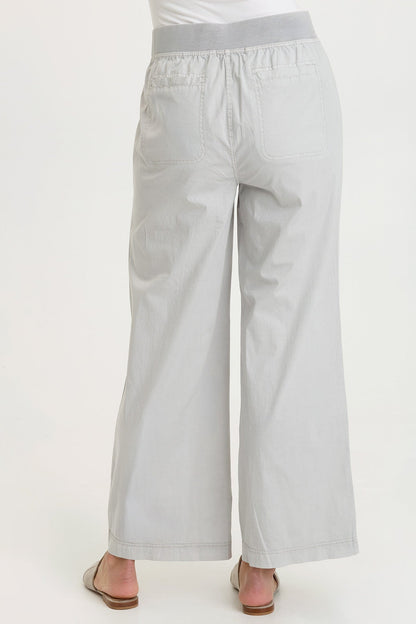 Bay Stretch Poplin Pull-On Waist with Belt Loops Straight Leg Pant Soft Pebble Pigment - XCVI