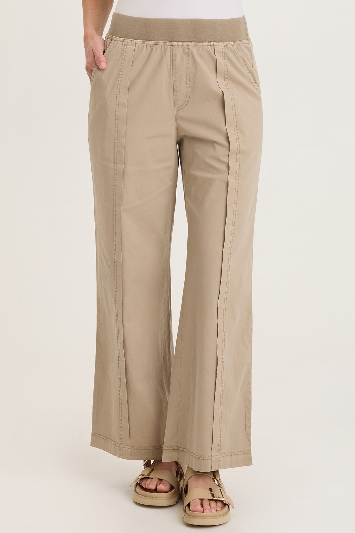 Bay Stretch Poplin Pull-On Waist with Belt Loops Straight Leg Pant Roadside Pigment - XCVI