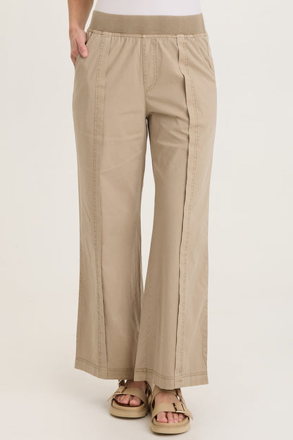 Bay Stretch Poplin Pull-On Waist with Belt Loops Straight Leg Pant Roadside Pigment - XCVI