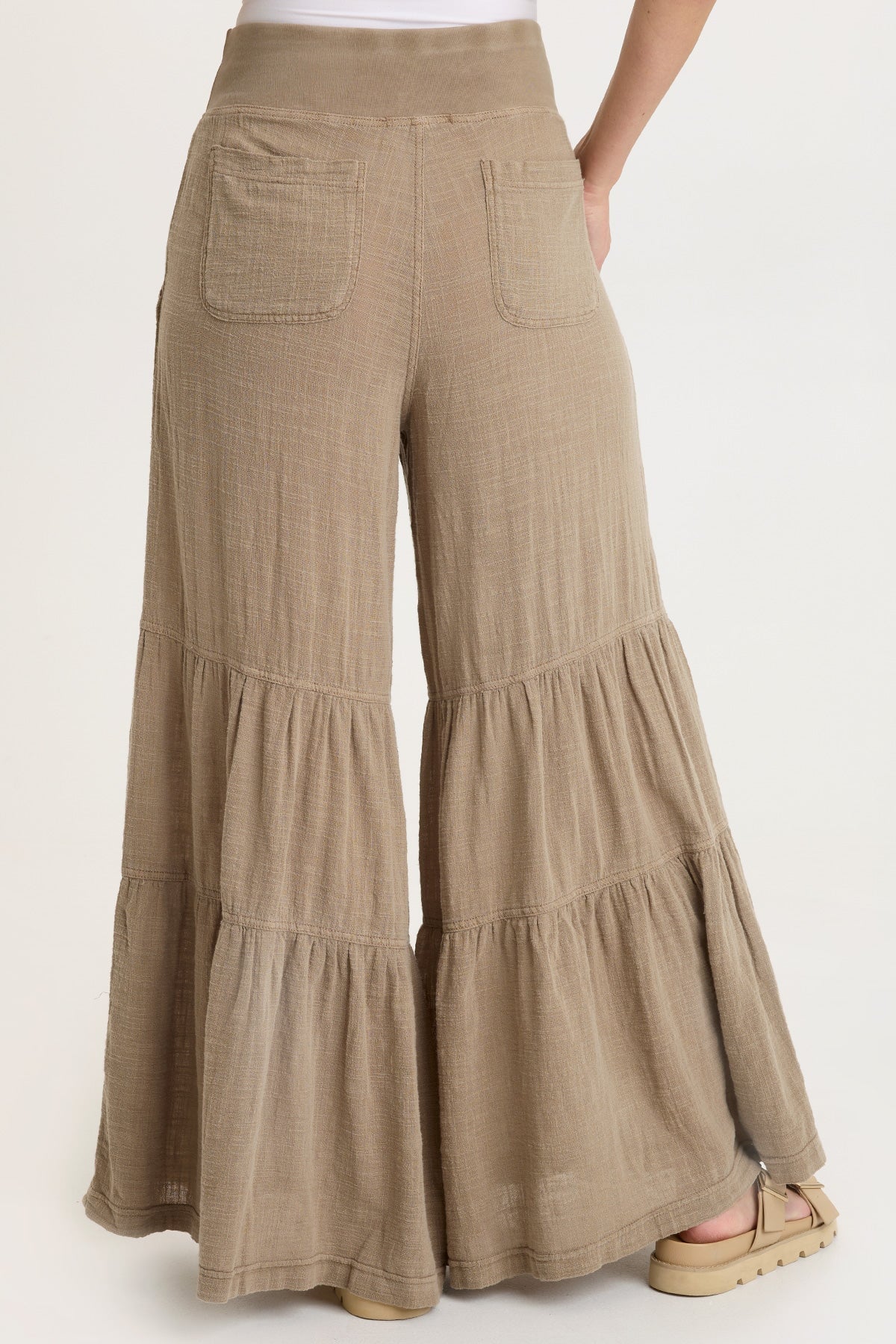 Wearables Lando Cotton Gauze Tiered-Bottom Pull-On Waist Wide Leg Pant Roadside Pigment - XCVI