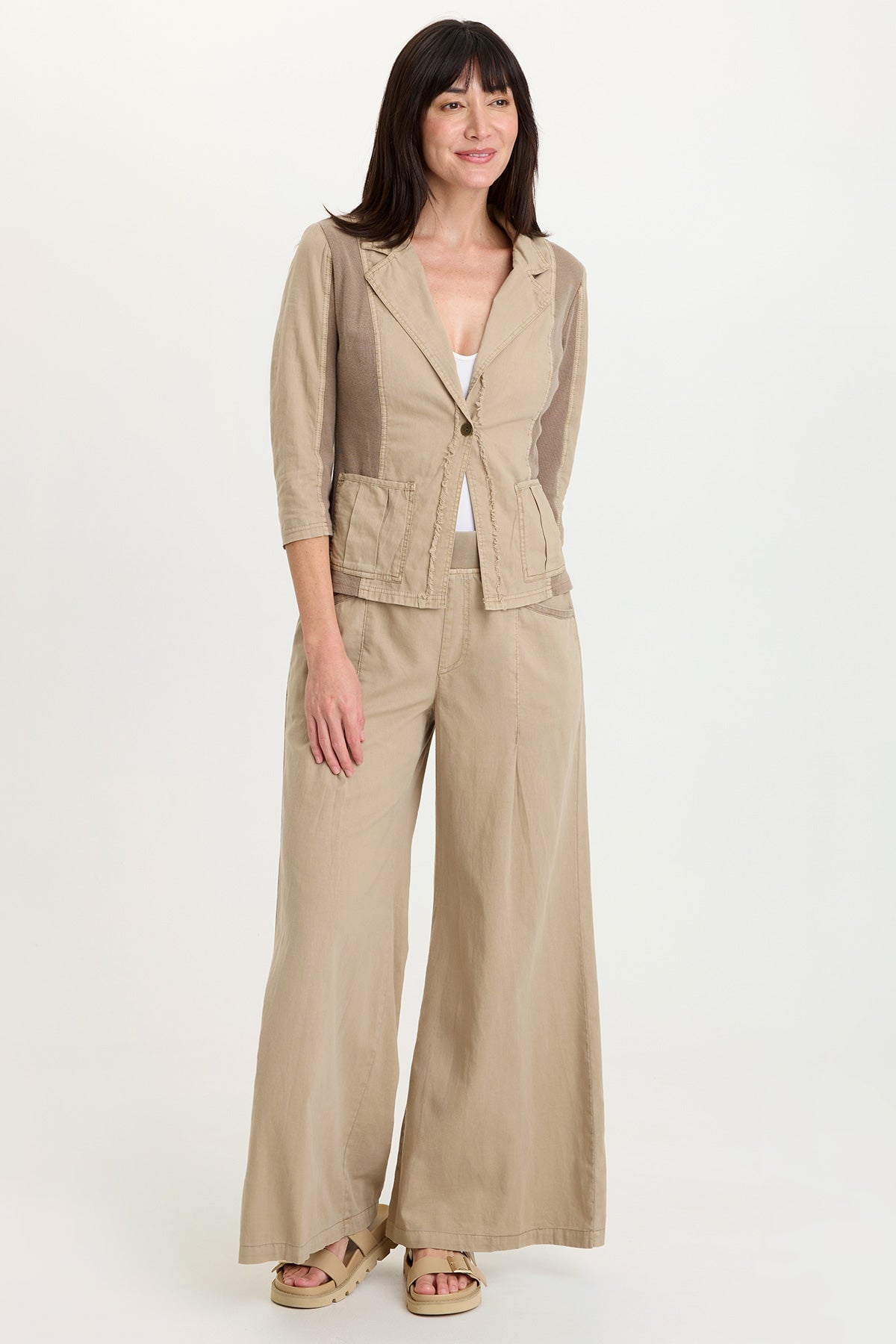 Terri Cotton Linen Front Pleat Wide-Leg Pull-On Pant Roadside Pigment - XCVI