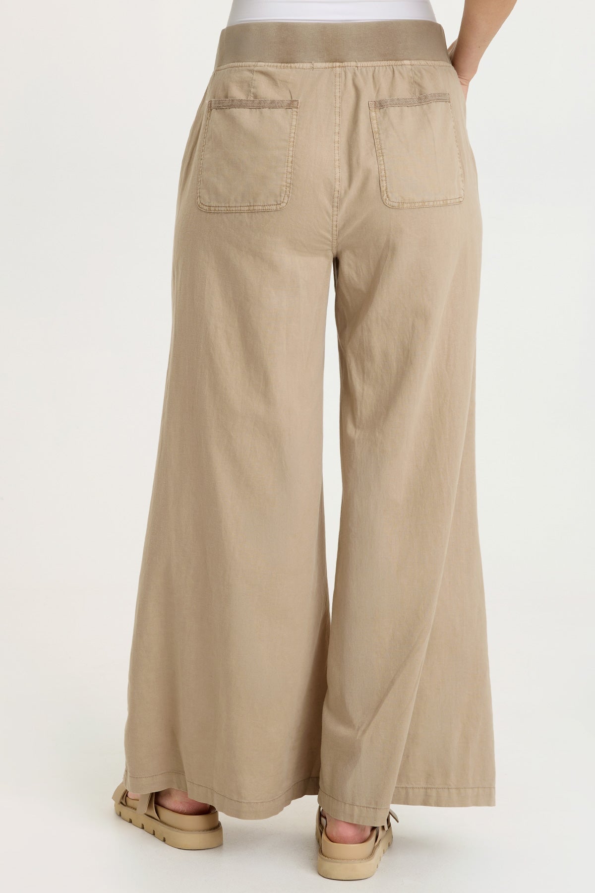Terri Cotton Linen Front Pleat Wide-Leg Pull-On Pant Roadside Pigment - XCVI