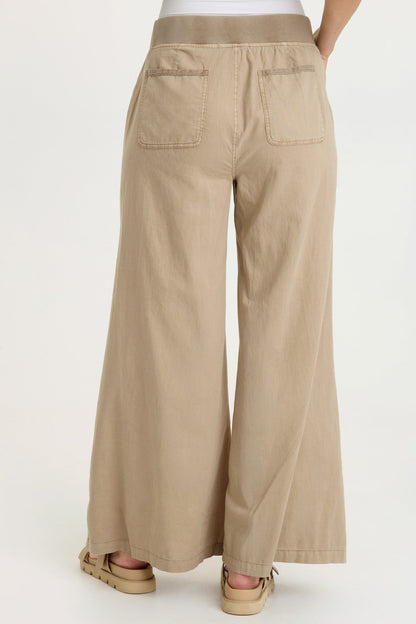 Terri Cotton Linen Front Pleat Wide-Leg Pull-On Pant Roadside Pigment - XCVI