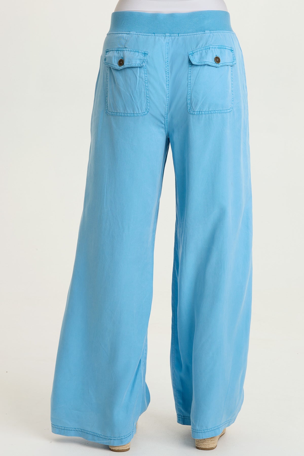 Embroidered Dacia Tencel Twill Pleated Wide Leg Pull-On Waist Pant Aztec Sky Pigment - XCVI