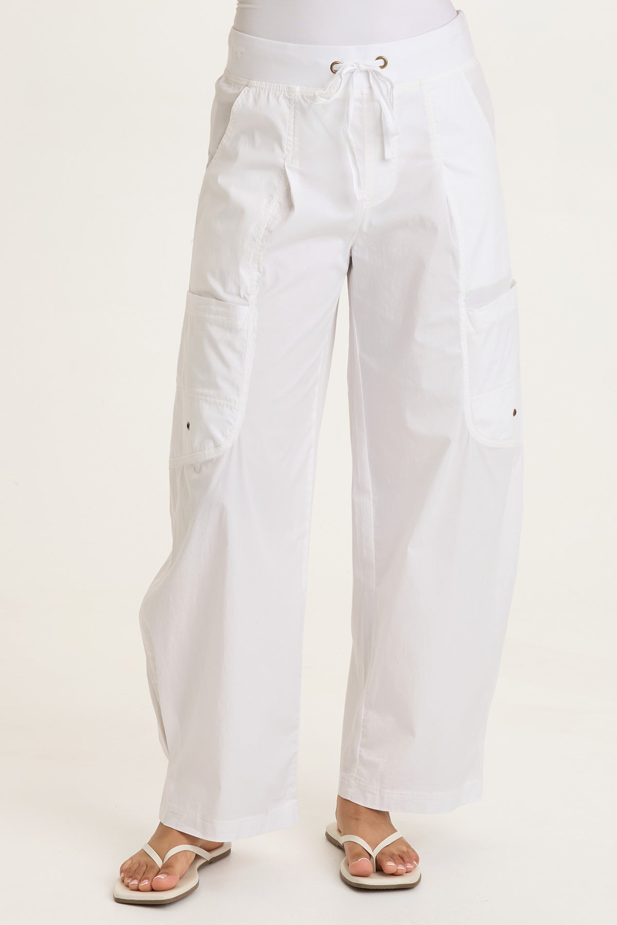 Pender Poplin Pull-On Barrel Pant White - XCVI