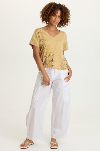 Pender Poplin Pull-On Barrel Pant White - XCVI