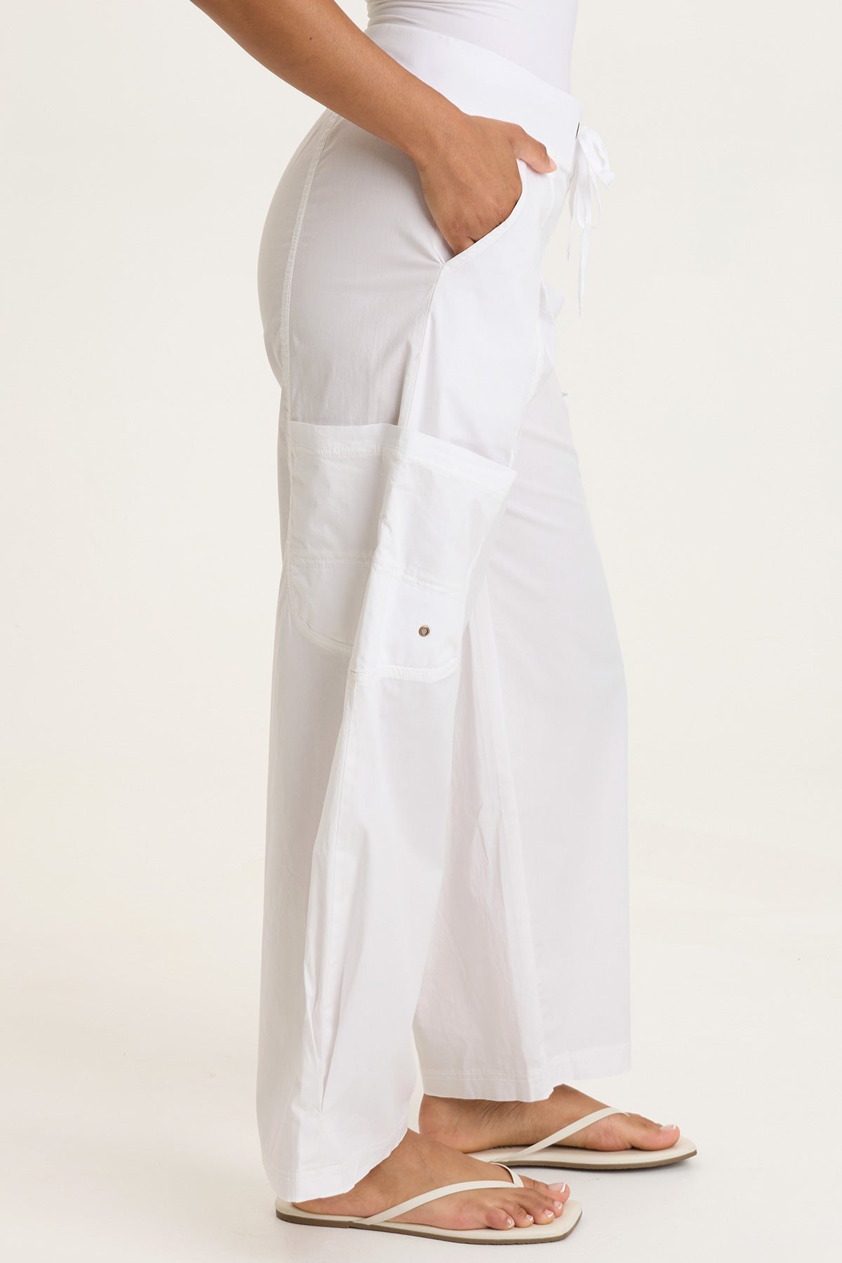 Pender Poplin Pull-On Barrel Pant White - XCVI