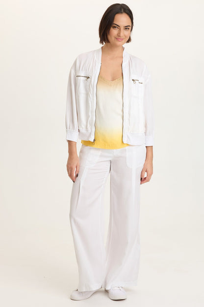 Dacia Tencel Twill Pleated Wide Leg Pull-On Waist Pant White - XCVI