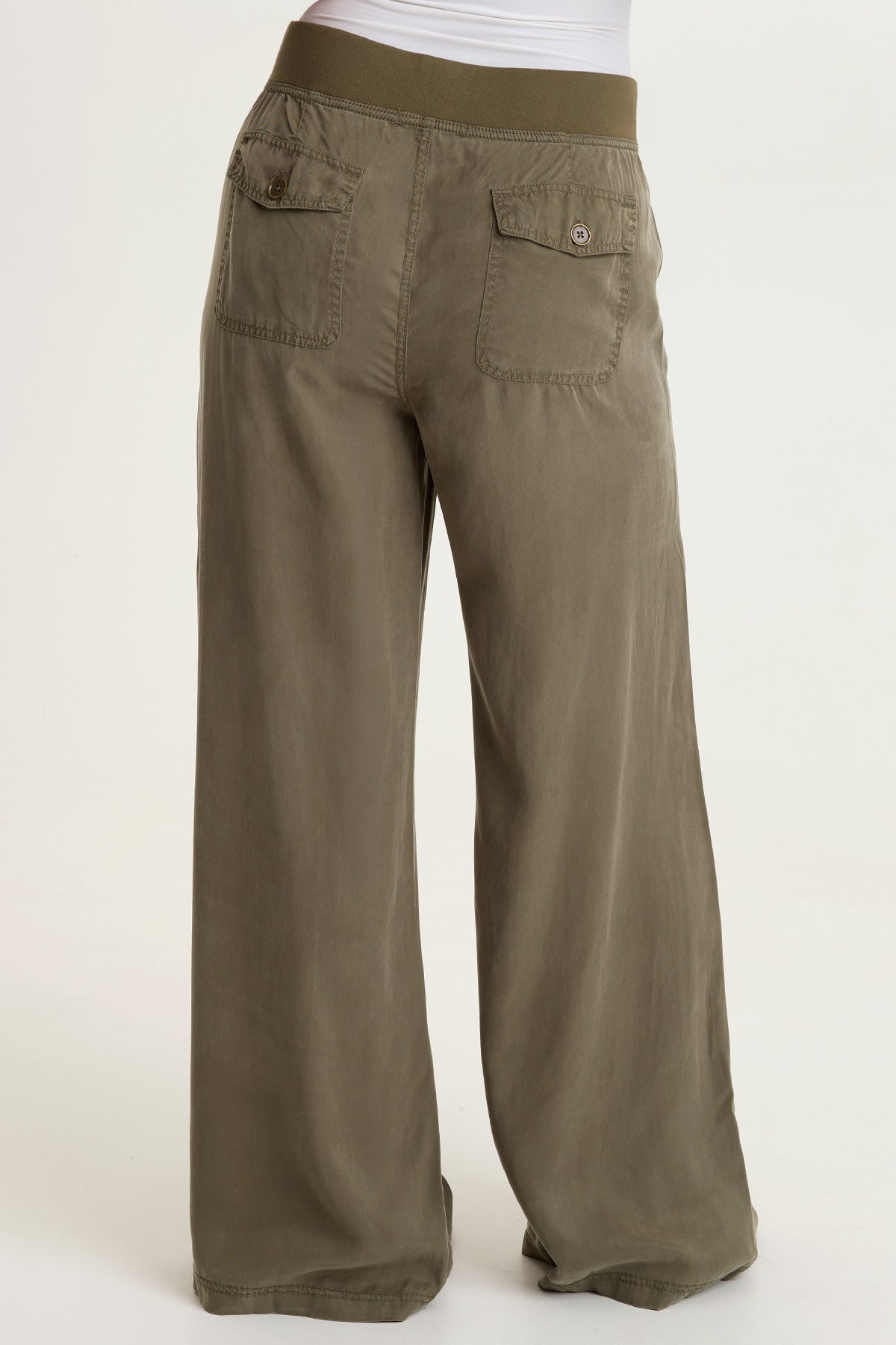 Dacia Tencel Twill Pleated Wide Leg Pull-On Waist Pant English Moss - XCVI