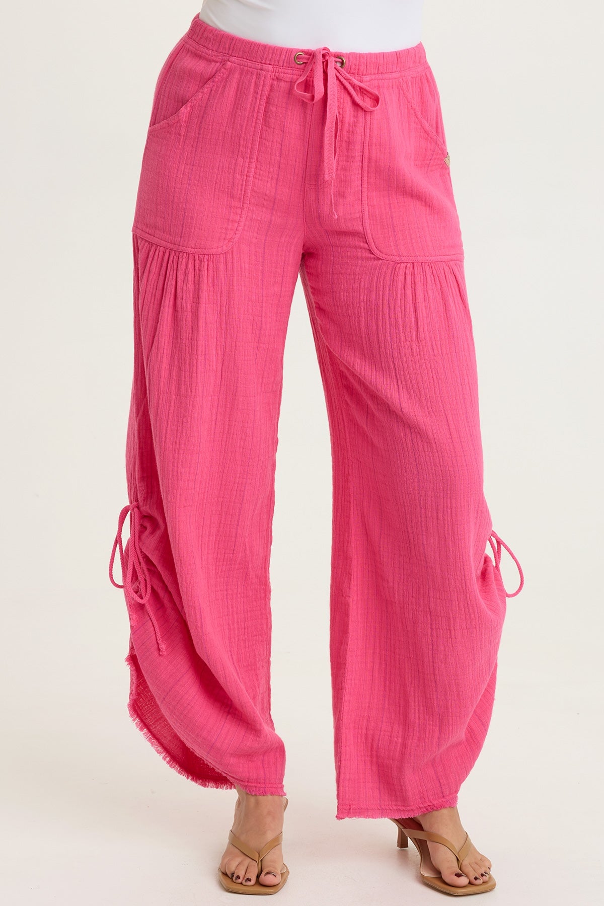 Muriel Indigo Stripe Gauze Cincable Leg Pull-On Waist Wide-Leg Pant Beauty Queen - XCVI