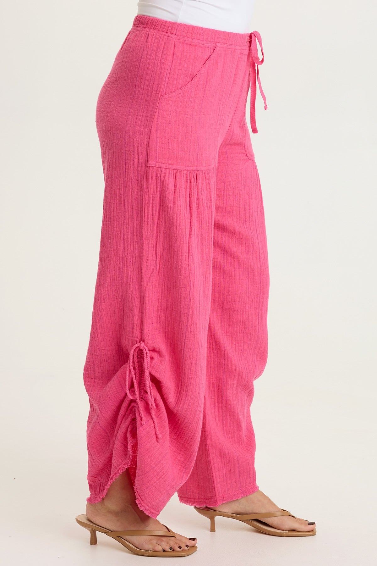 Muriel Indigo Stripe Gauze Cincable Leg Pull-On Waist Wide-Leg Pant Beauty Queen - XCVI
