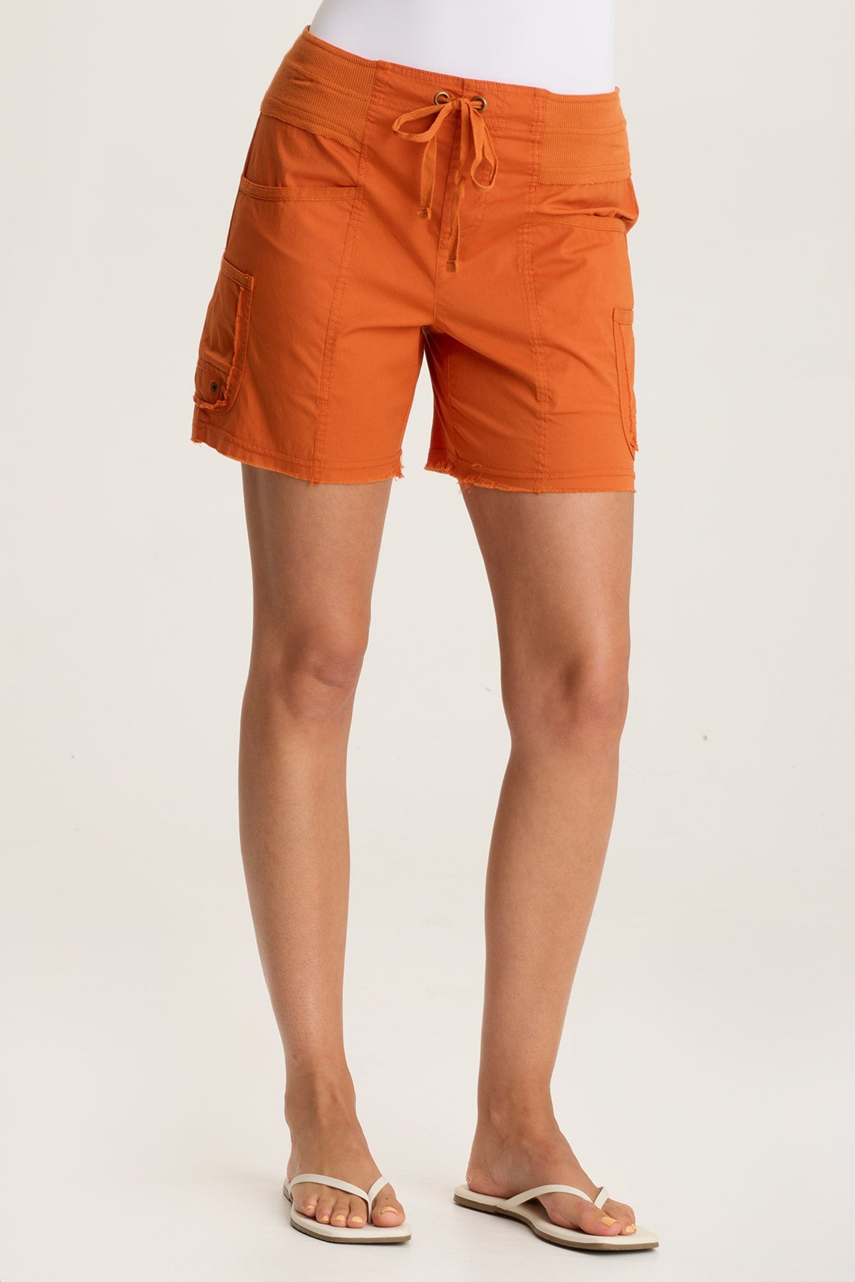 Erna Poplin Multi-Pocket Short Oriole - XCVI