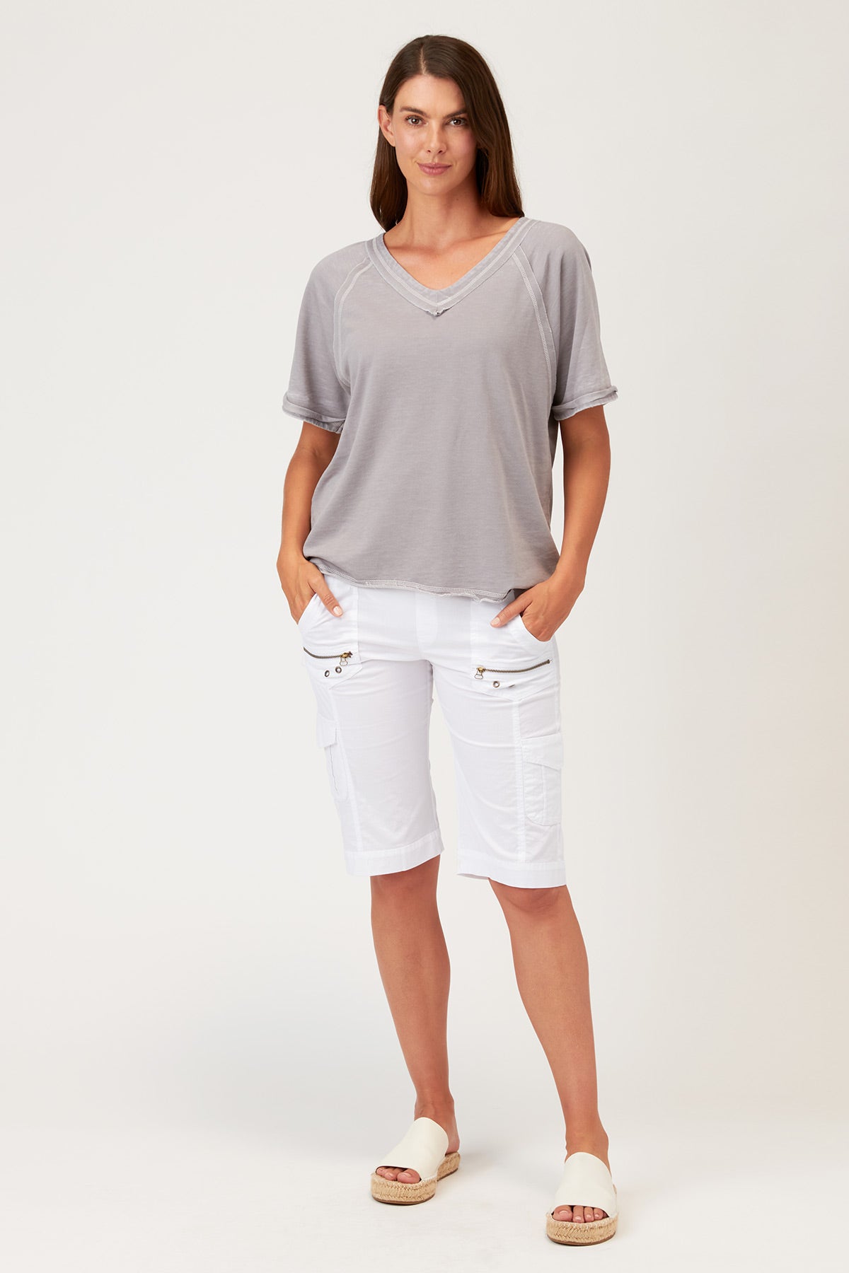 Zola Bermuda Short in White White - XCVI