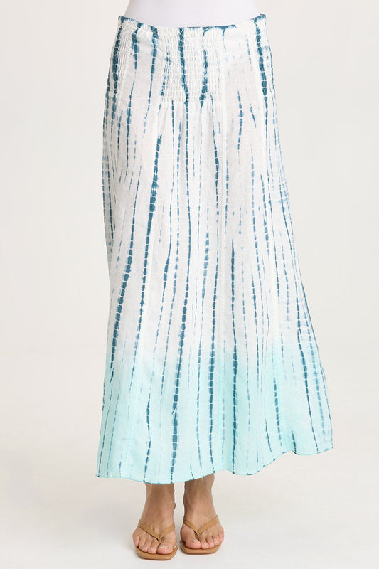 Blake Linen Smocked Waist Flouncy Skirt or Smocked Sleeveless Dress Elixir Wash Colossus - XCVI