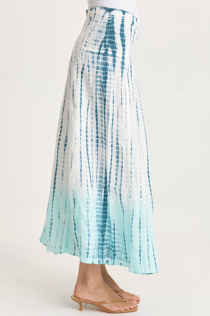 Blake Linen Smocked Waist Flouncy Skirt or Smocked Sleeveless Dress Elixir Wash Colossus - XCVI