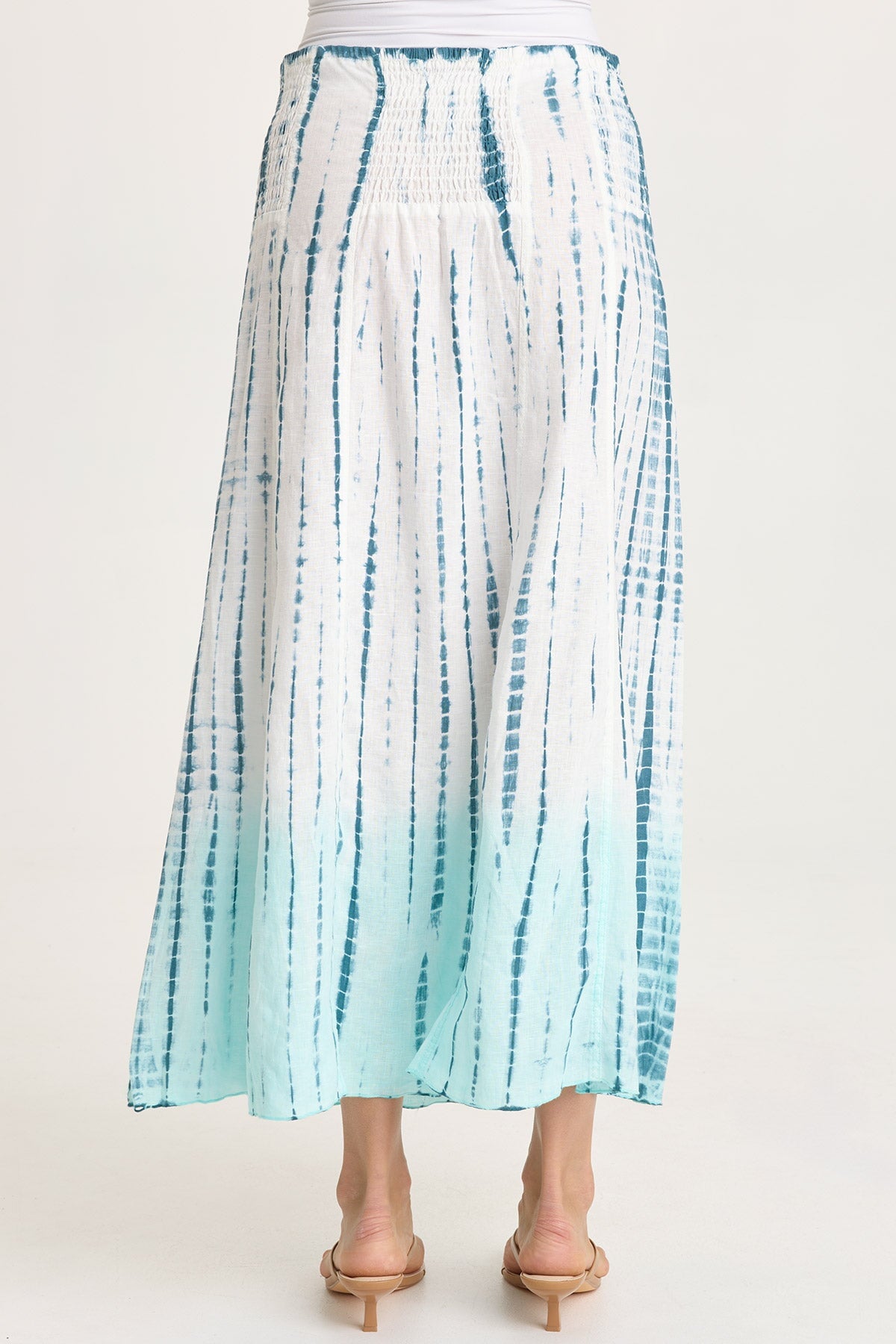 Blake Linen Smocked Waist Flouncy Skirt or Smocked Sleeveless Dress Elixir Wash Colossus - XCVI