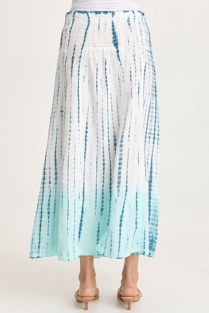 Blake Linen Smocked Waist Flouncy Skirt or Smocked Sleeveless Dress Elixir Wash Colossus - XCVI