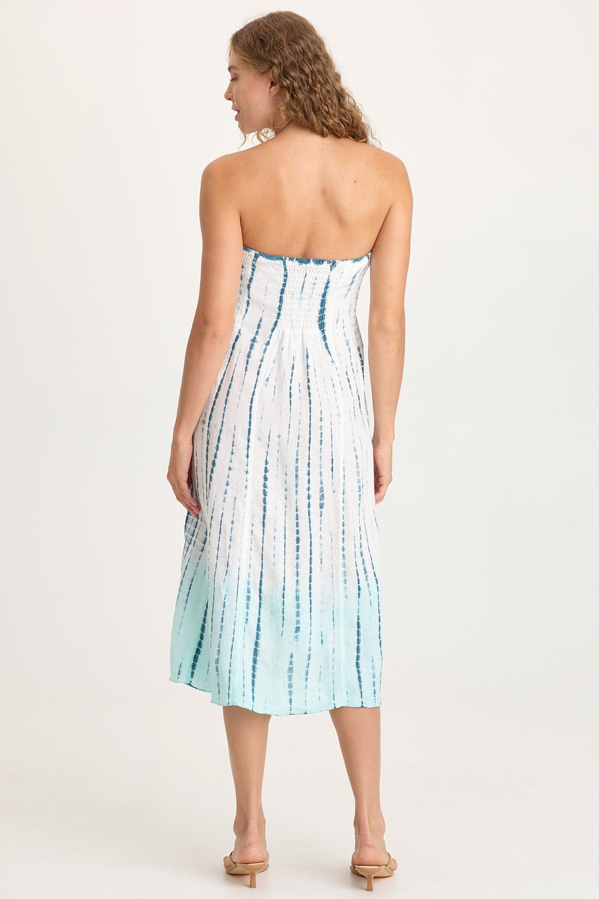 Blake Linen Smocked Waist Flouncy Skirt or Smocked Sleeveless Dress Elixir Wash Colossus - XCVI