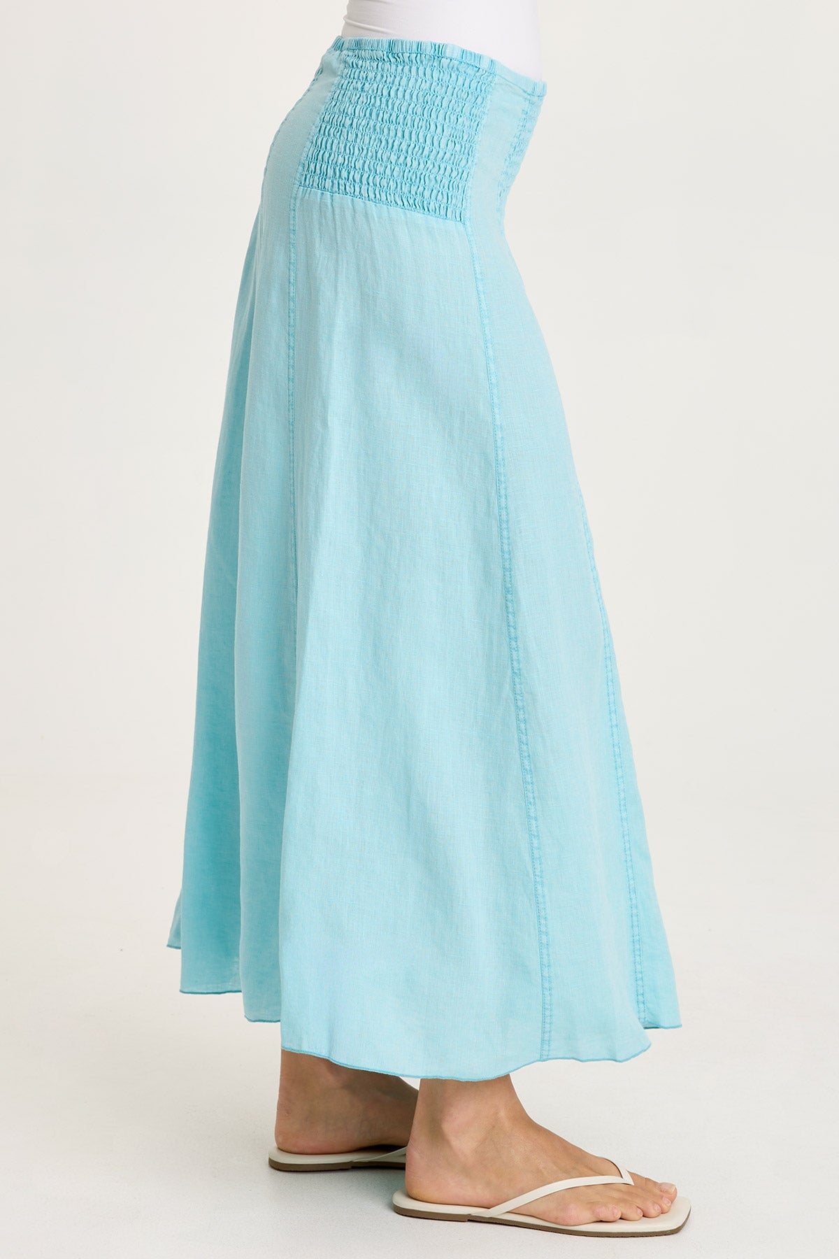 Blake Linen Smocked Waist Flouncy Skirt or Smocked Sleeveless Dress Mermaid Tail Pigment - XCVI