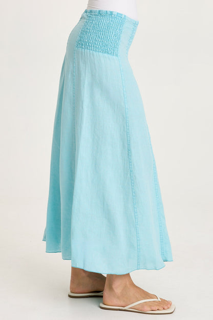 Blake Linen Smocked Waist Flouncy Skirt or Smocked Sleeveless Dress Mermaid Tail Pigment - XCVI