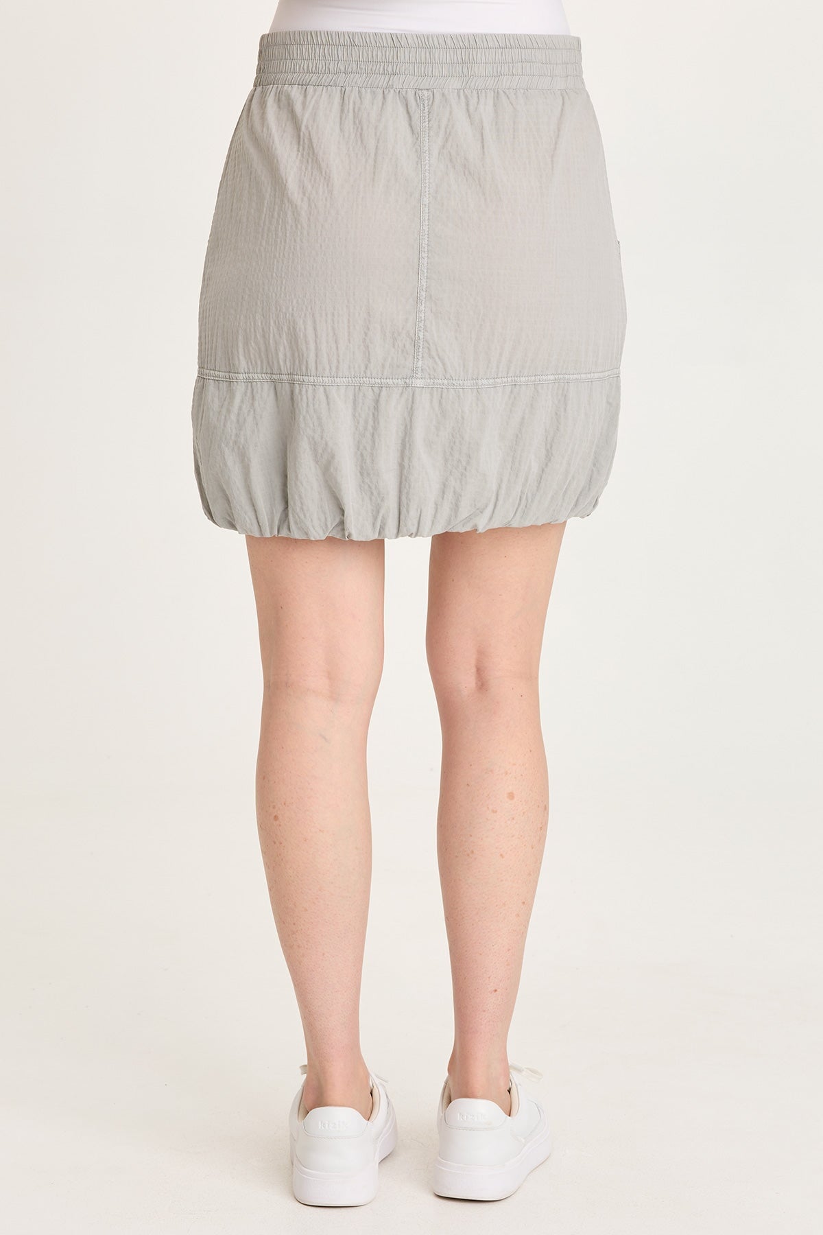 Corwyn Textured Stretch Sporty Zip-Front Bubble Hem Mini Skirt Earl Grey Pigment - XCVI