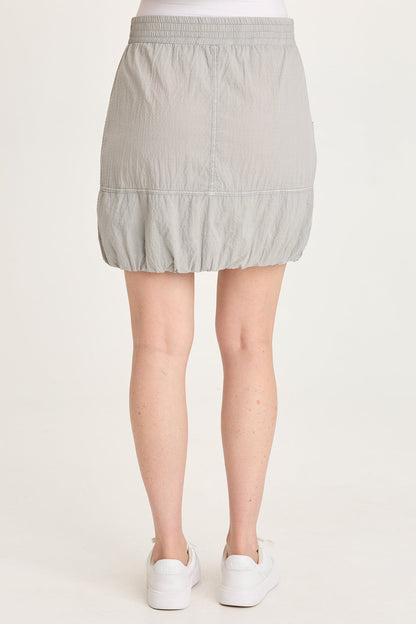 Corwyn Textured Stretch Sporty Zip-Front Bubble Hem Mini Skirt Earl Grey Pigment - XCVI
