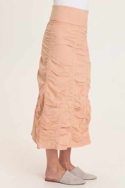 Wearables Poplin Gored Shirred Midi Skirt  - XCVI
