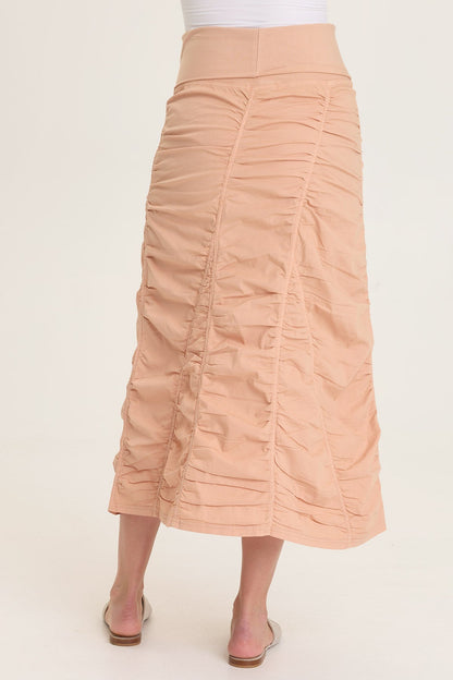 Wearables Poplin Gored Shirred Midi Skirt  - XCVI