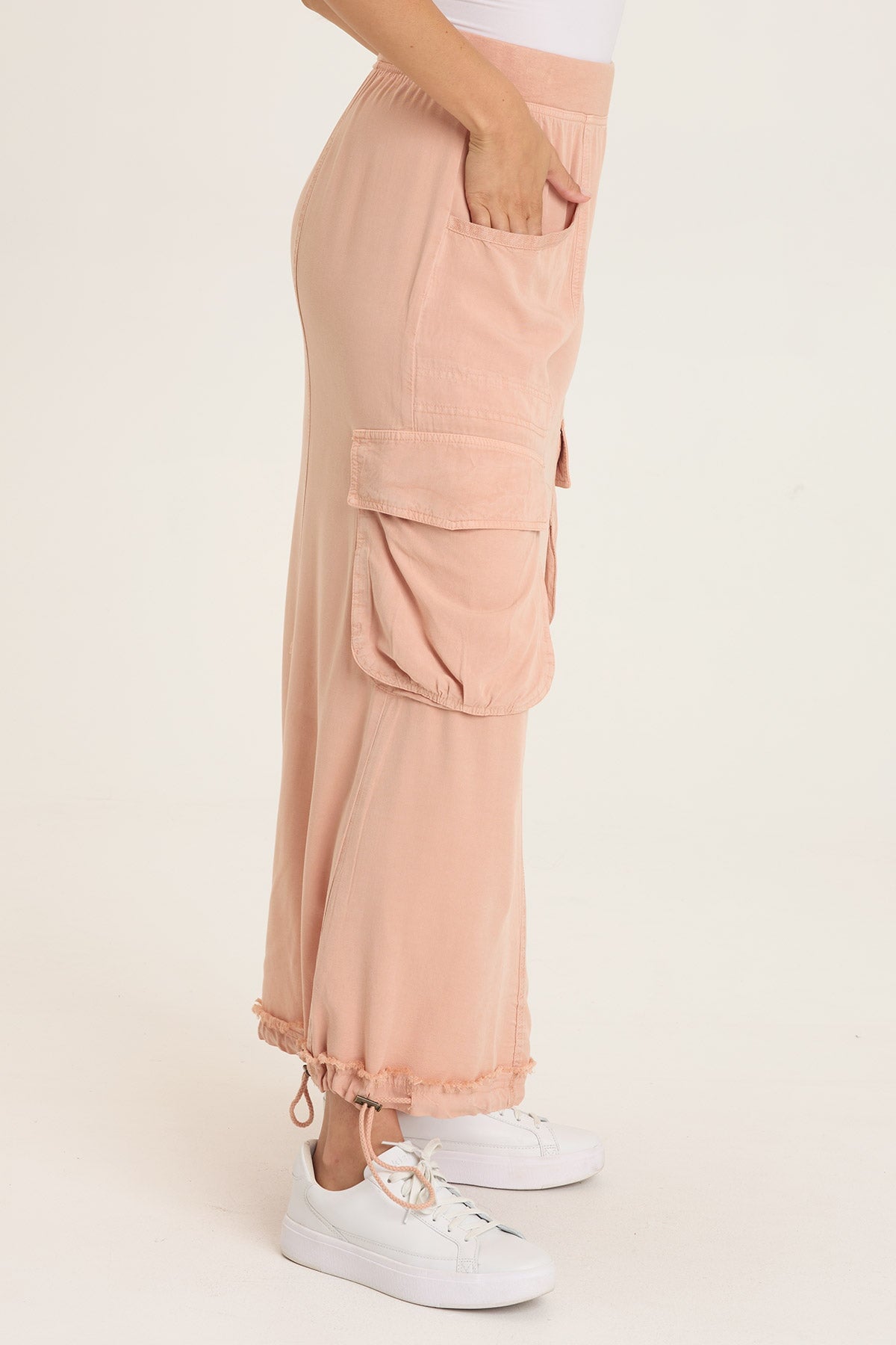 Wearables Ingram Twill Cargo Skirt with Cinchable Hem and Pull-On Elastic Waist Burnished Caramel Pigment - XCVI