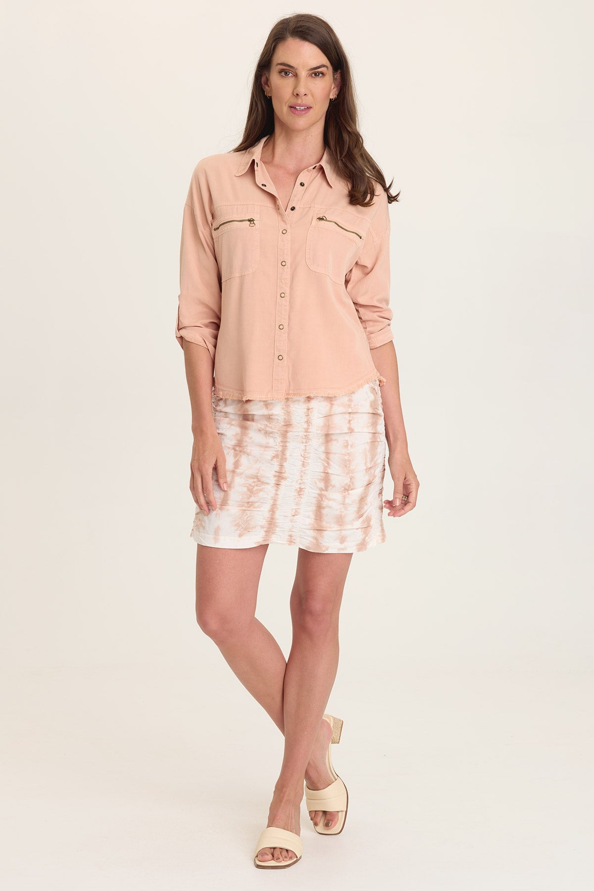 Wearables Trace Ruched Pull-On Stretch Mini Skirt  - XCVI