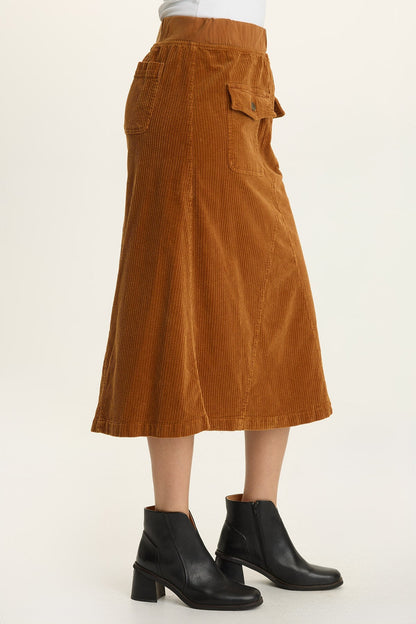 Wearables Alto Corduroy Midi Skirt Maple Glaze Pigment - XCVI