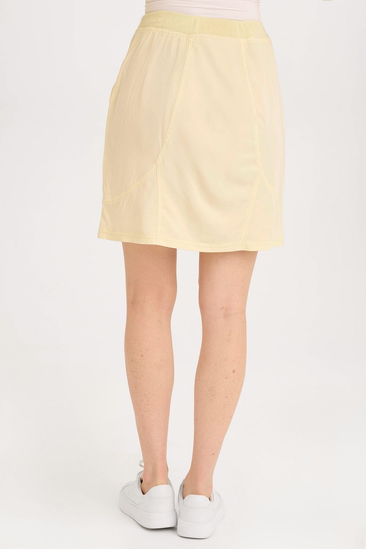 Wearables Leto Twill Drawstring Cargo Mini Skirt Lemon Meringue Pigment - XCVI
