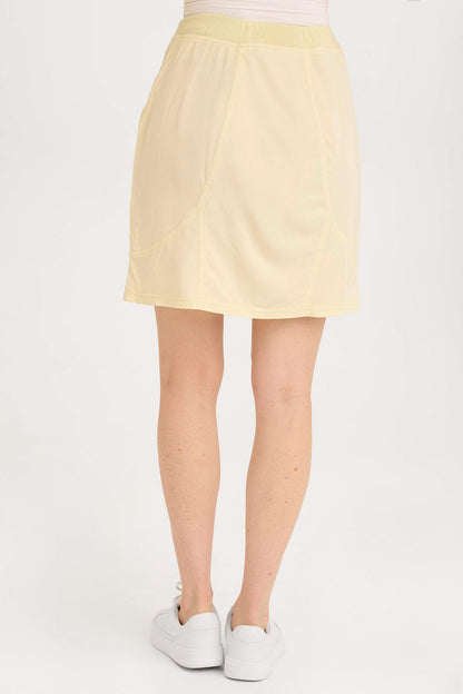 Wearables Leto Twill Drawstring Cargo Mini Skirt Lemon Meringue Pigment - XCVI