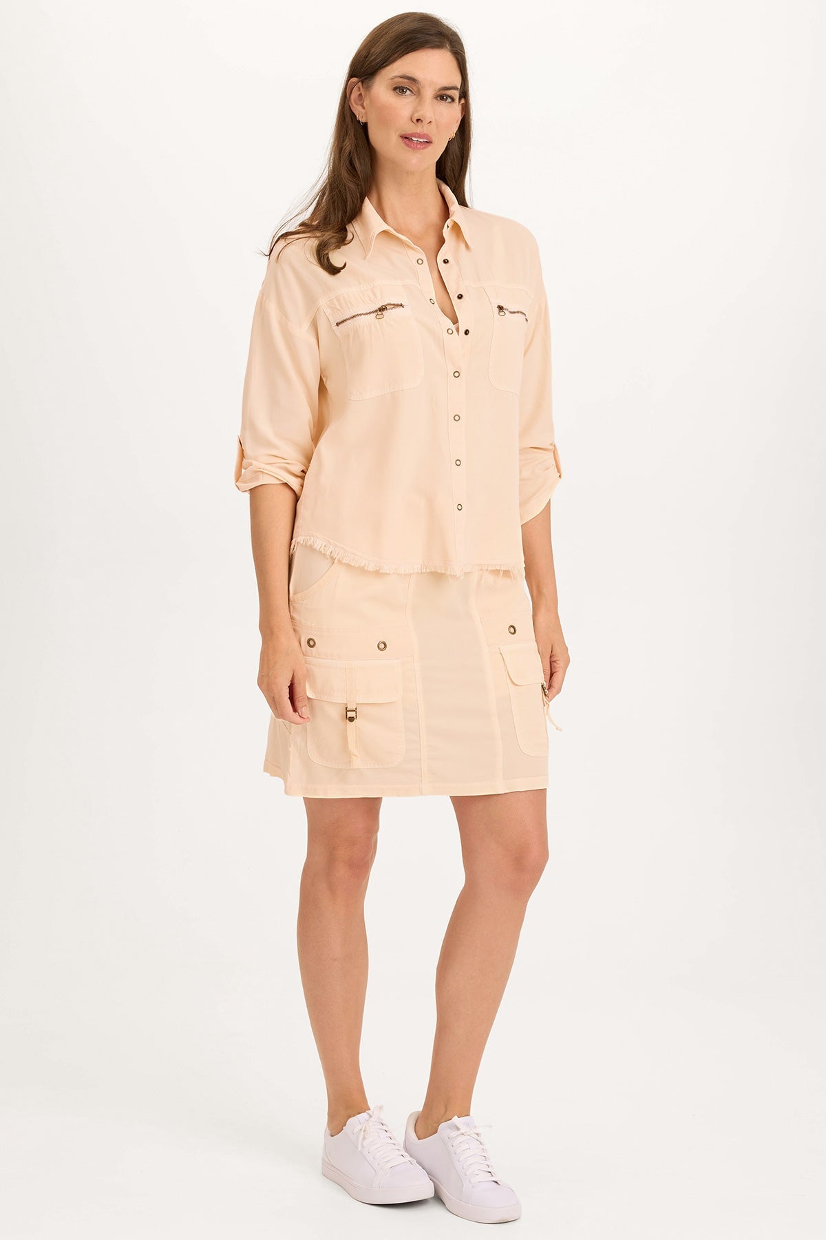 Wearables Leto Twill Drawstring Cargo Mini Skirt Antique Scroll - XCVI