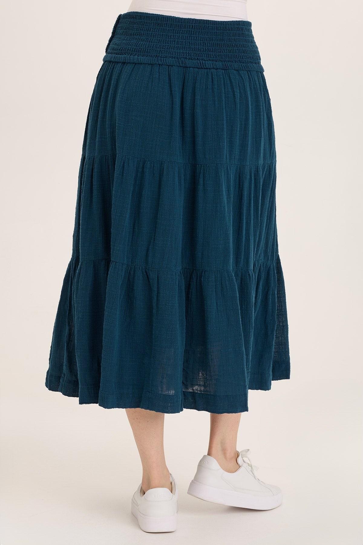 Wearables Paigene Gauze Tiered Flowy Midi Skirt Abyss Pigment - XCVI