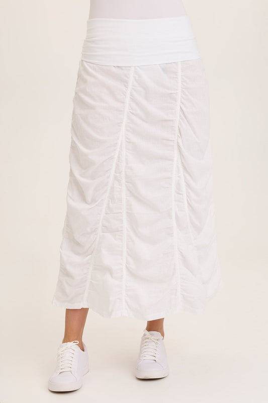 Wearables Linen Shirred Peasant Midi Skirt White - XCVI