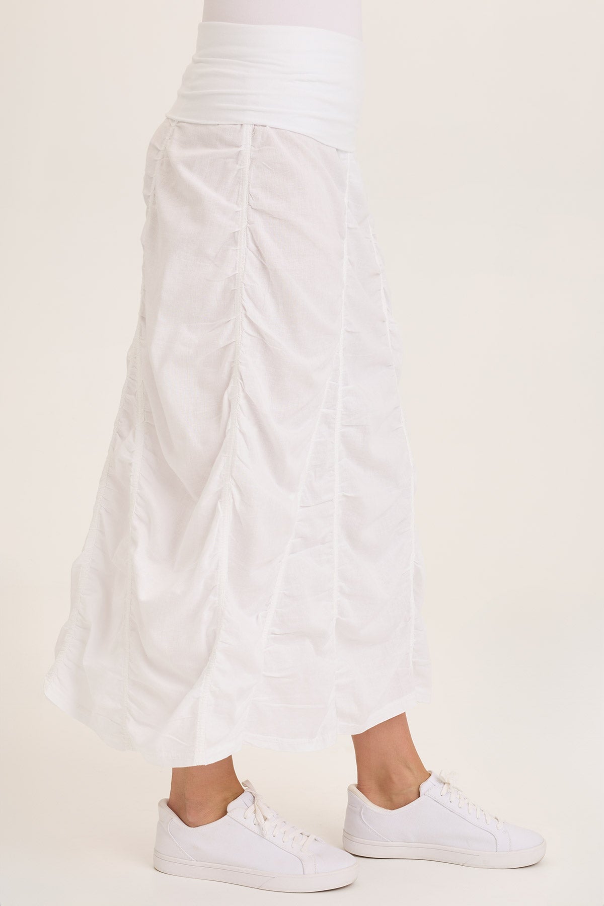 Wearables Linen Shirred Peasant Midi Skirt White - XCVI