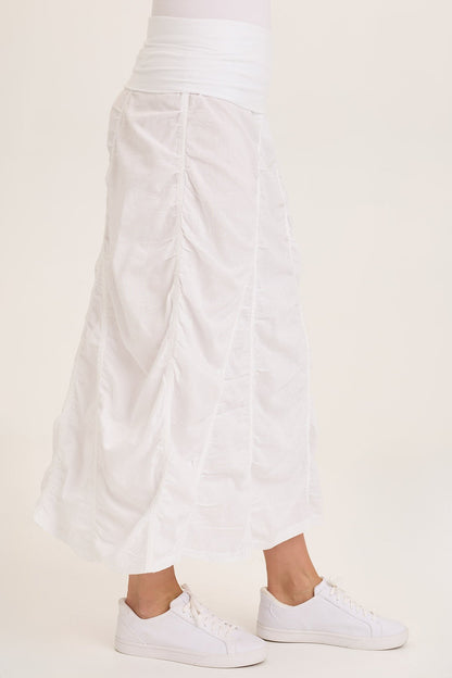Wearables Linen Shirred Peasant Midi Skirt White - XCVI