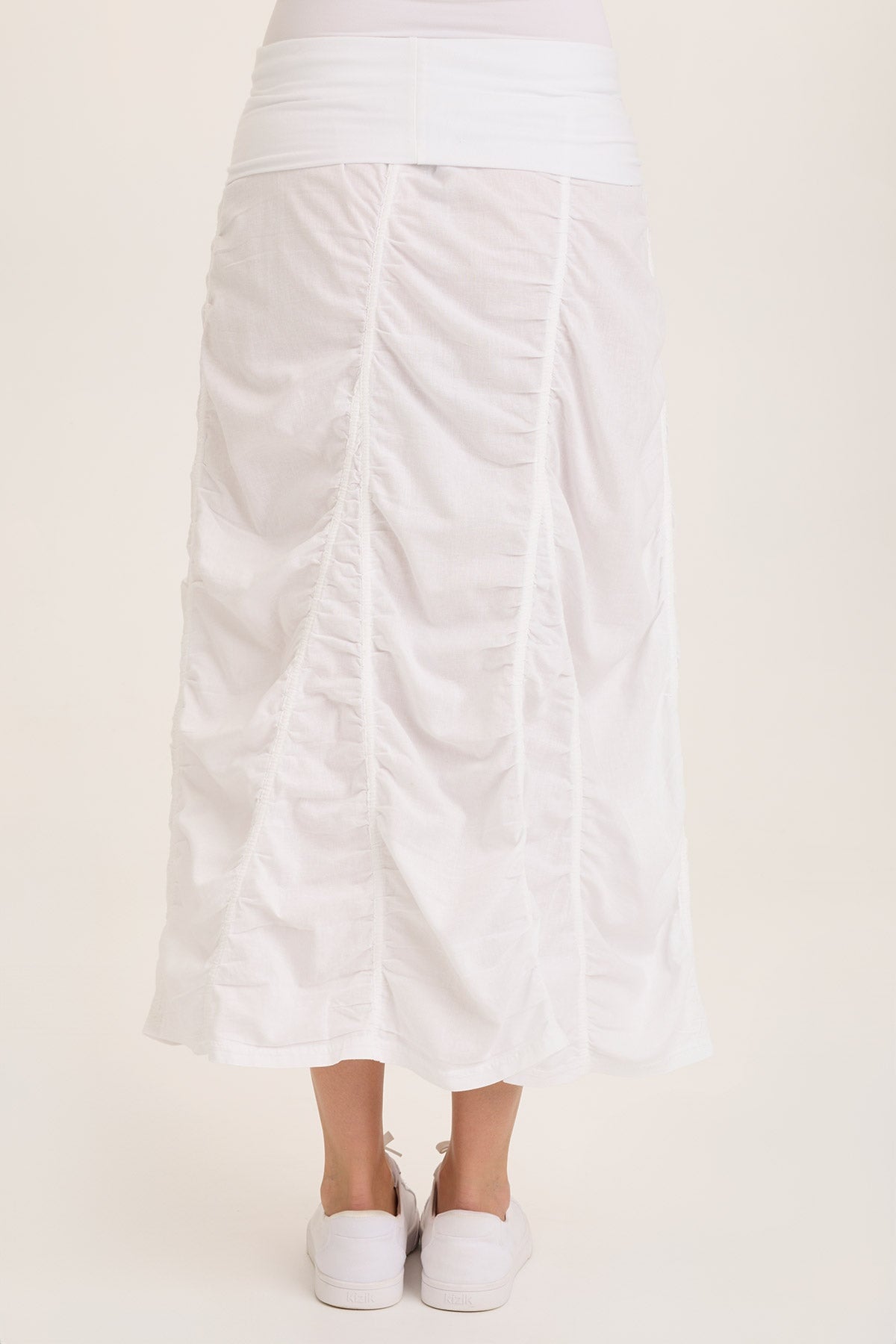 Wearables Linen Shirred Peasant Midi Skirt White - XCVI