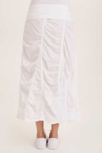 Wearables Linen Shirred Peasant Midi Skirt White - XCVI