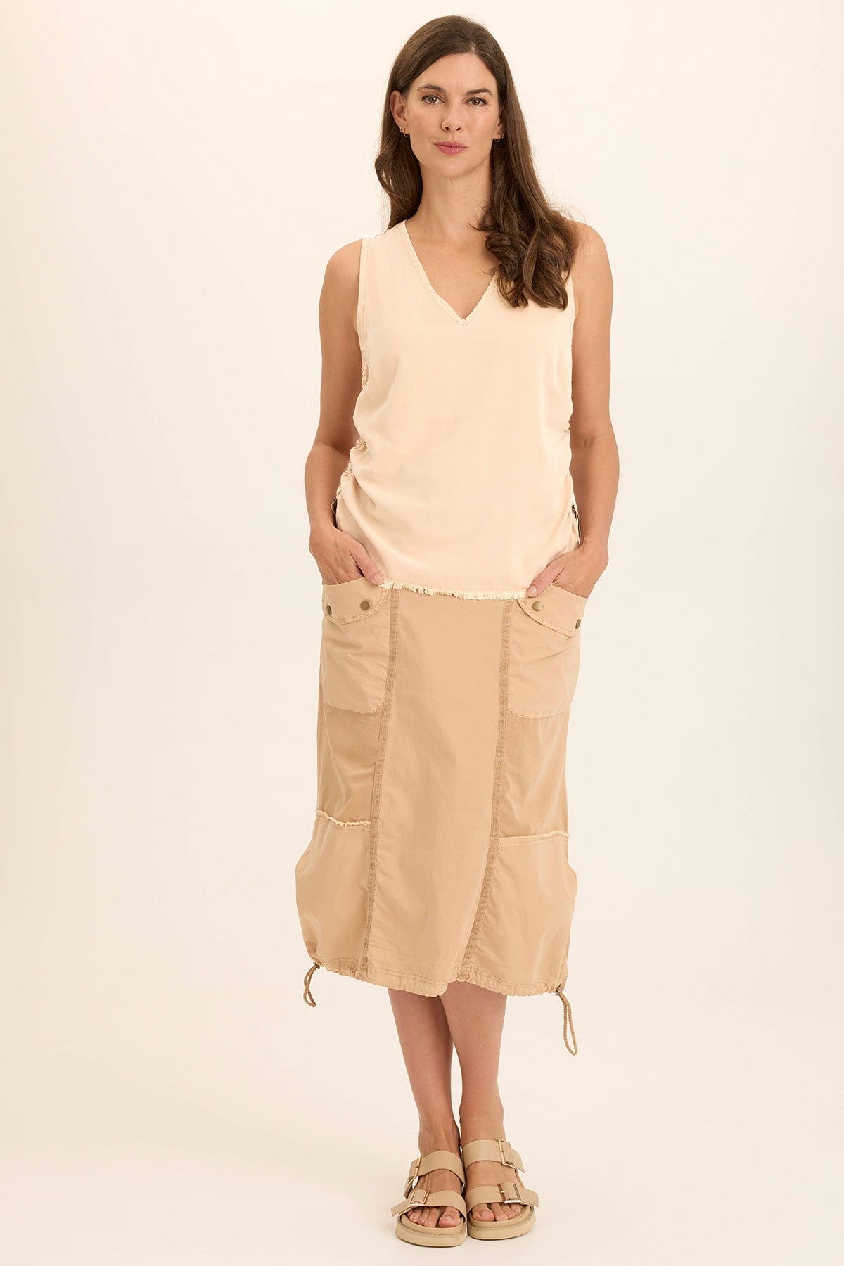 Wearables Marconi Bubble Hem Cargo Midi Skirt Fireclay Pigment - XCVI