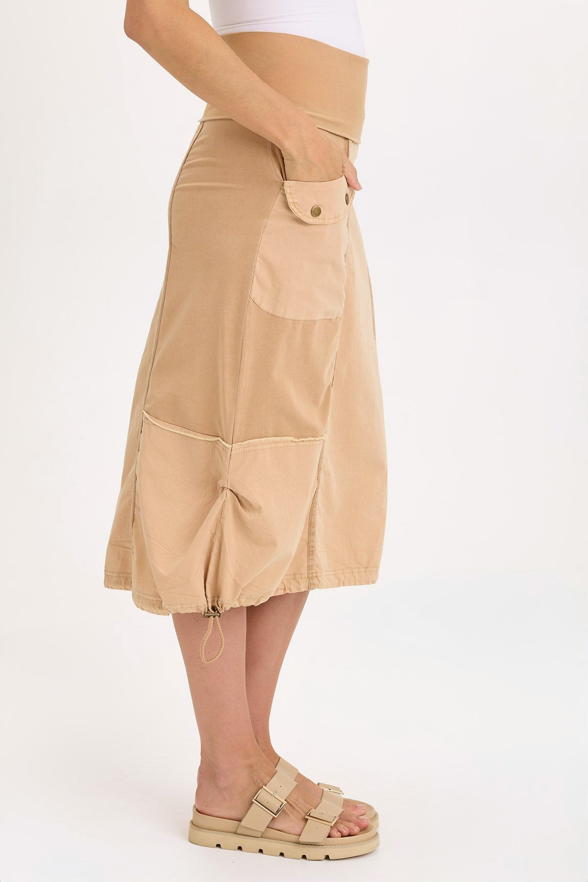 Wearables Marconi Bubble Hem Cargo Midi Skirt Fireclay Pigment - XCVI