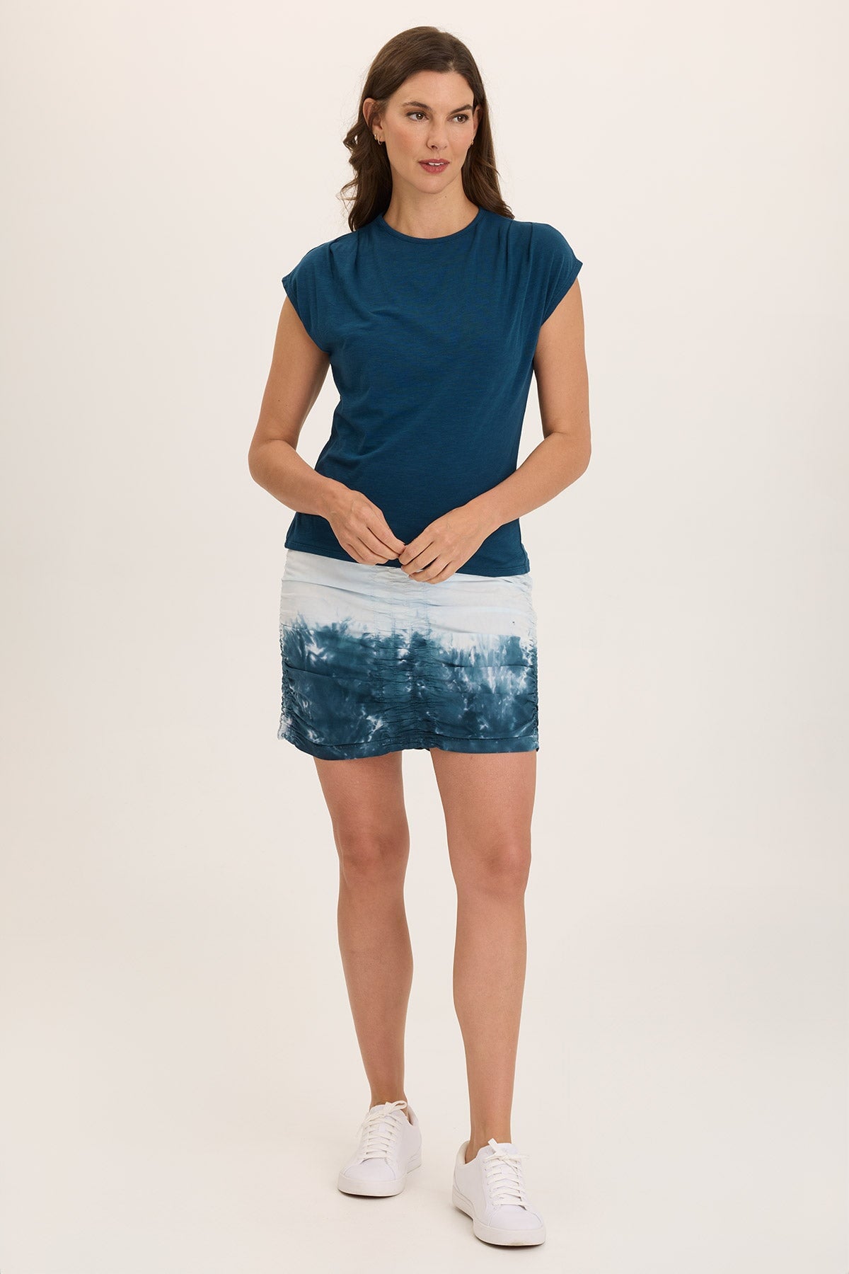 Wearables Trace Ruched Pull-On Stretch Mini Skirt  - XCVI