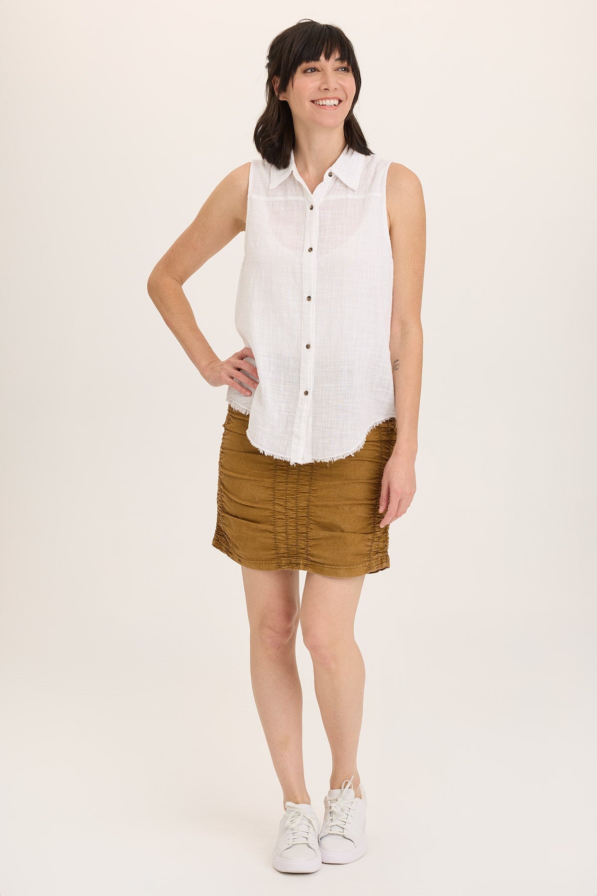 Wearables Trace Ruched Pull-On Stretch Mini Skirt  - XCVI