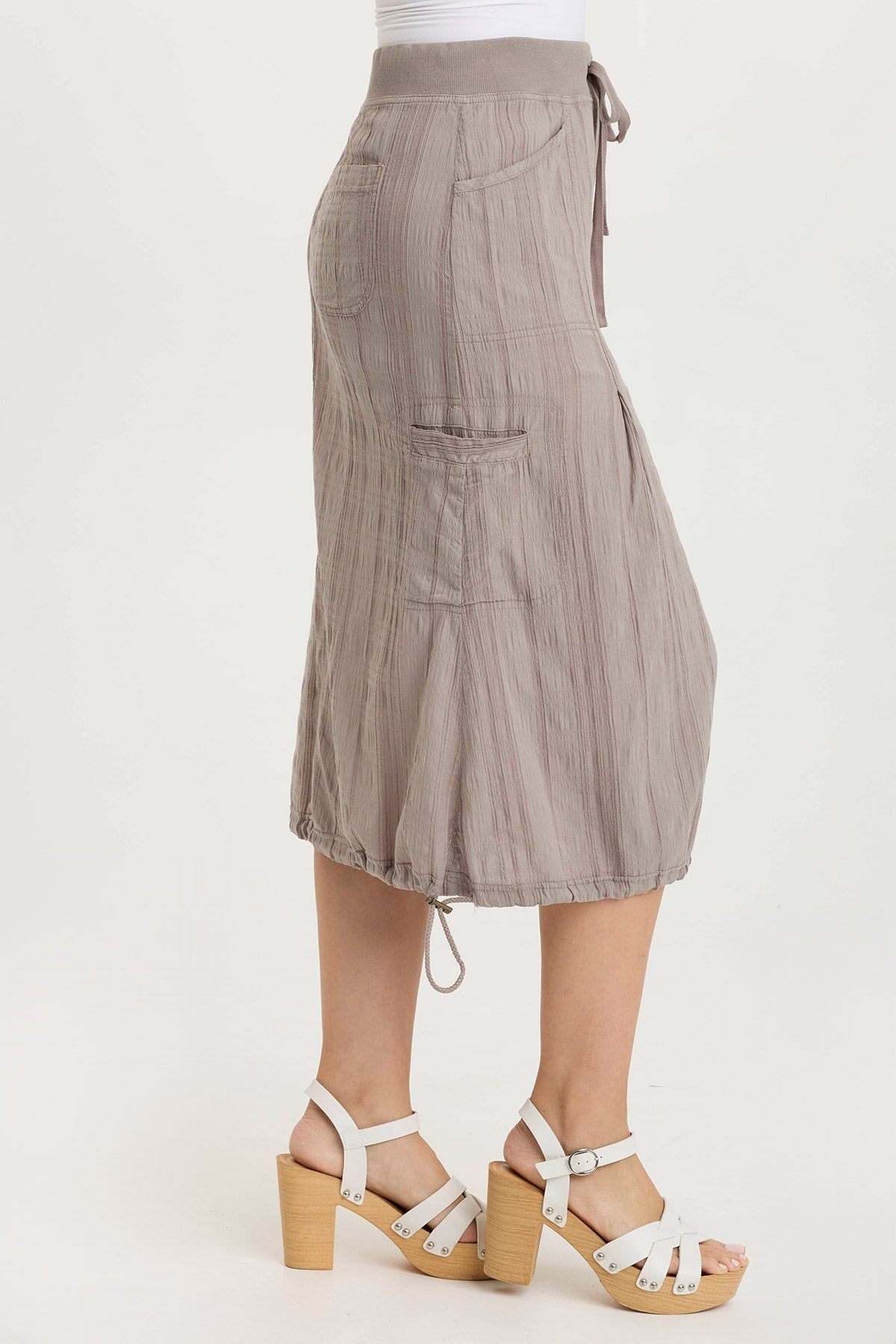 Aracelle Textured Gauze Cargo Detail Bubble Skirt Poppy Seed - XCVI