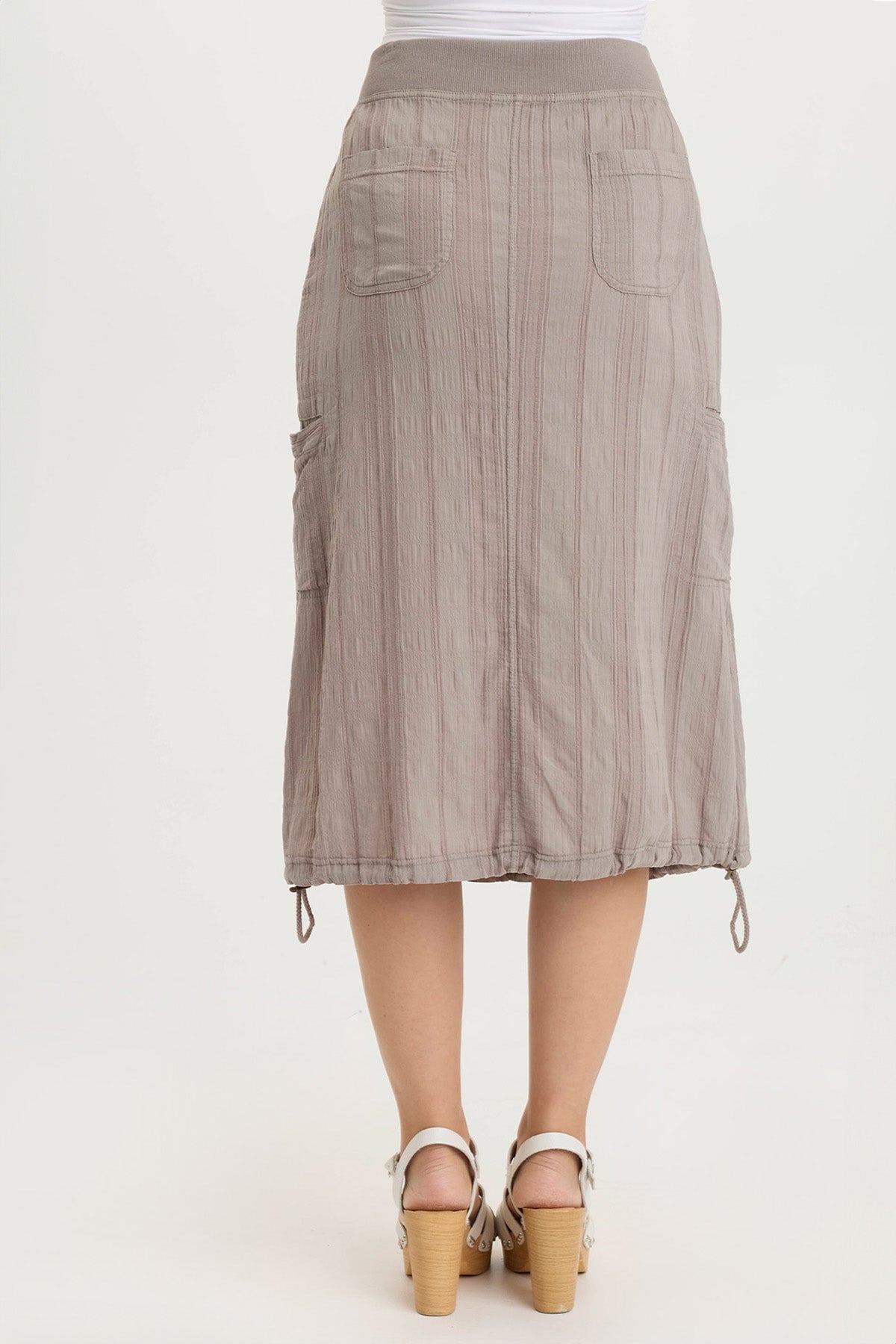Aracelle Textured Gauze Cargo Detail Bubble Skirt Poppy Seed - XCVI