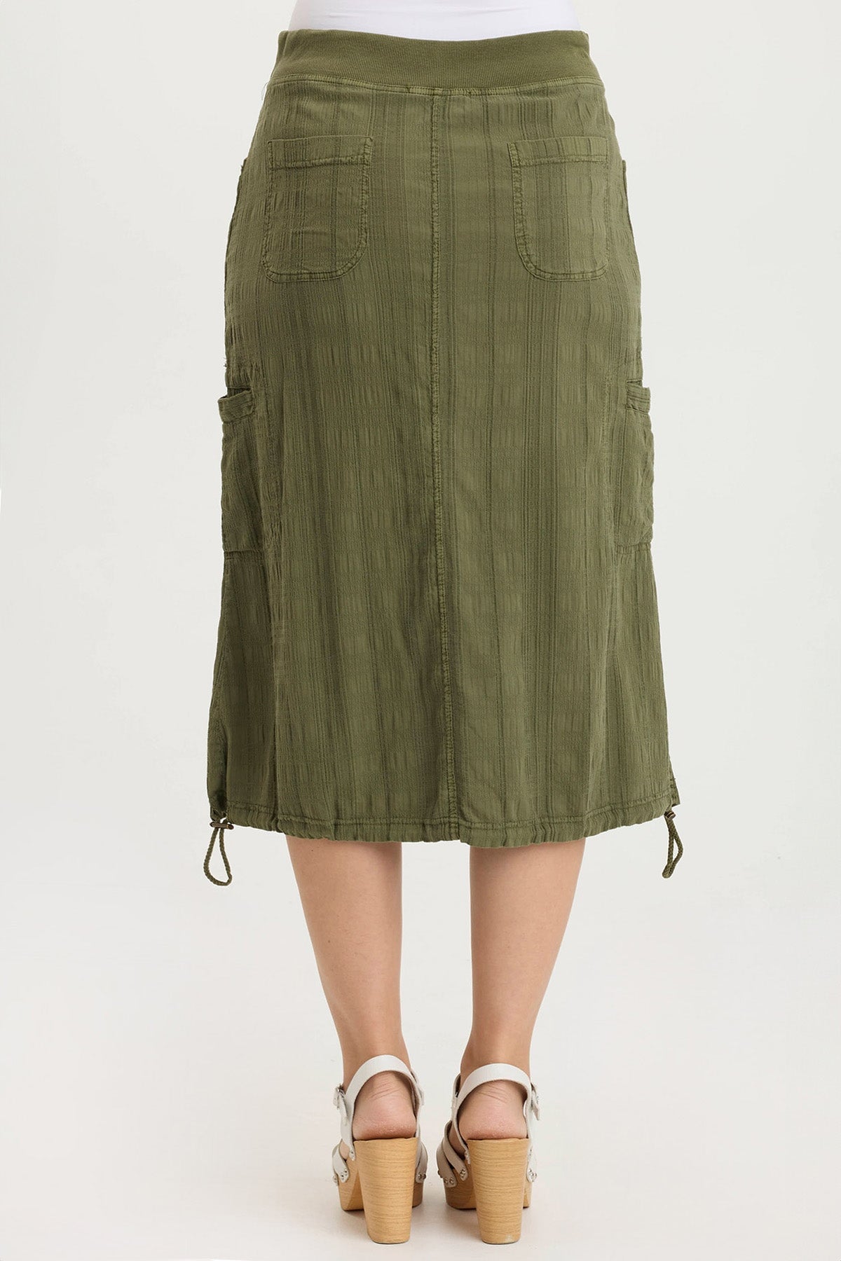 Aracelle Textured Gauze Cargo Detail Bubble Skirt Cypress Pigment - XCVI
