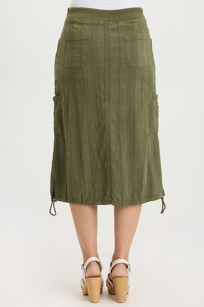 Aracelle Textured Gauze Cargo Detail Bubble Skirt Cypress Pigment - XCVI